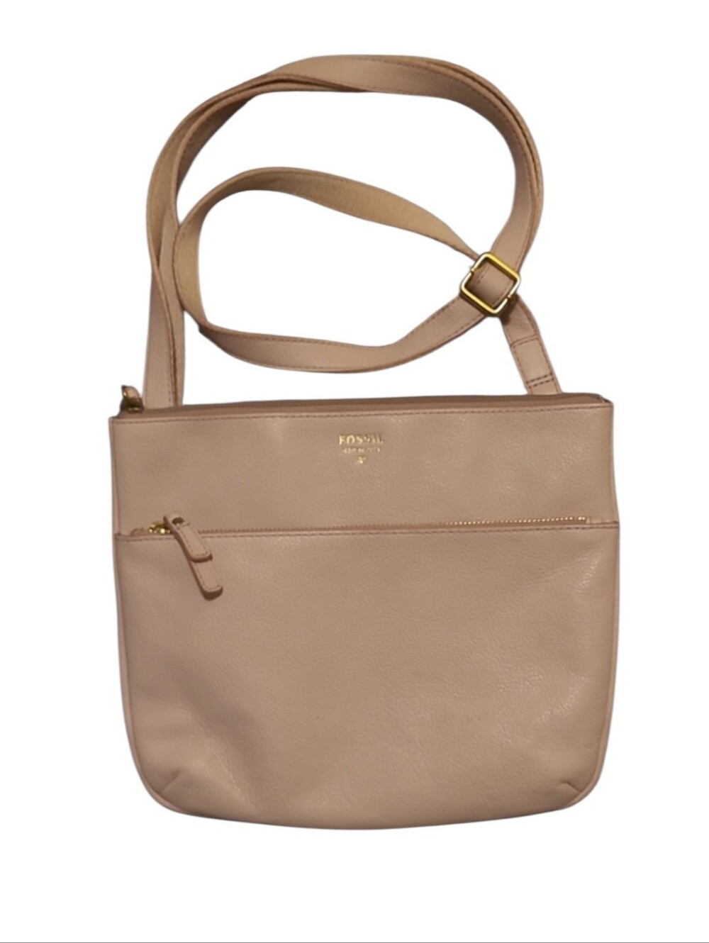 Fossil Light Pink Leather Crossbody with Gold Hardware
